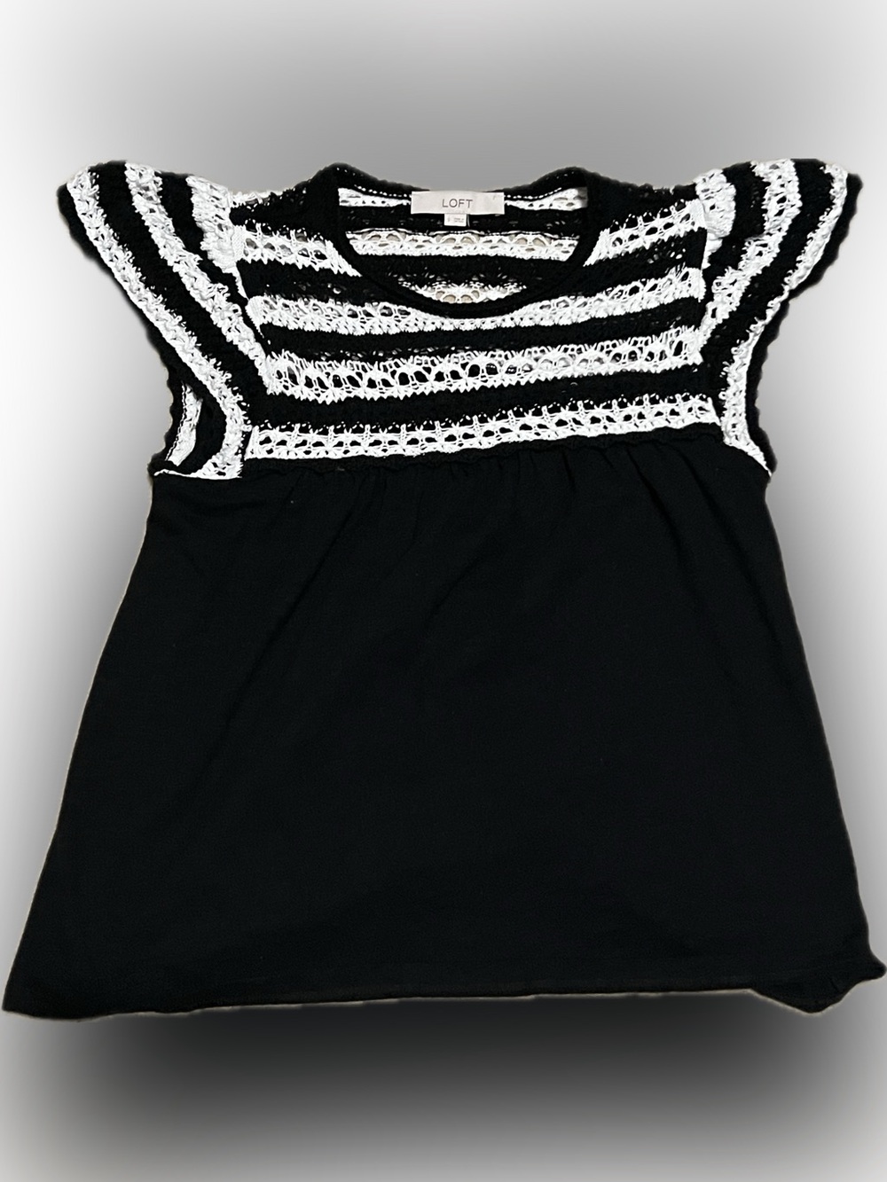 LOFT Crochet Flutter Sleeve Top
